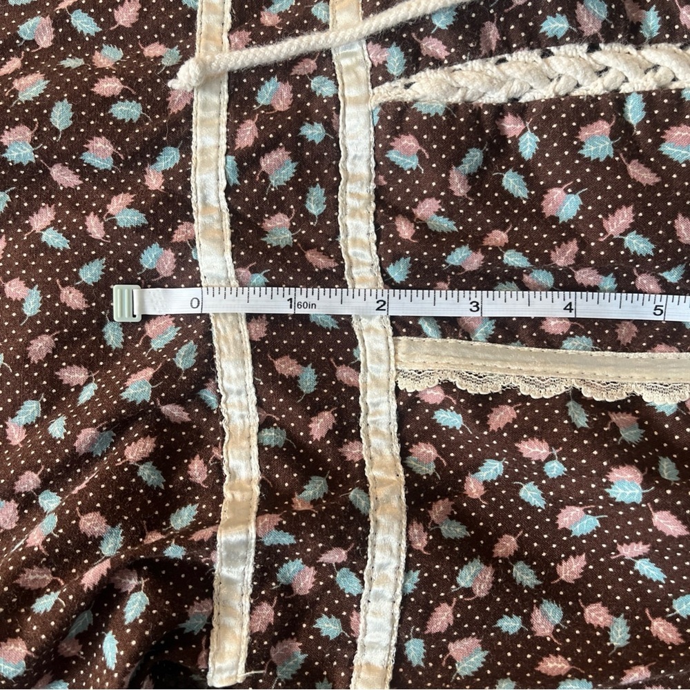 Gunne Sax Prairie Maxi Dress Brown Feather Lace Corset Tie Back Vintage - Picture 11 of 16